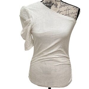 INC Macy's White One Shoulder Top Blouse Women's XS